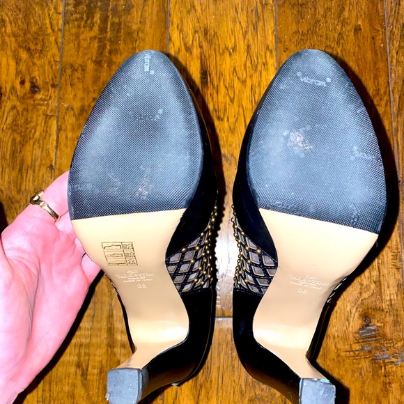 Valentino Gold Stud Leather & Mesh Zip Boots/Booties - Picture 4 of 4